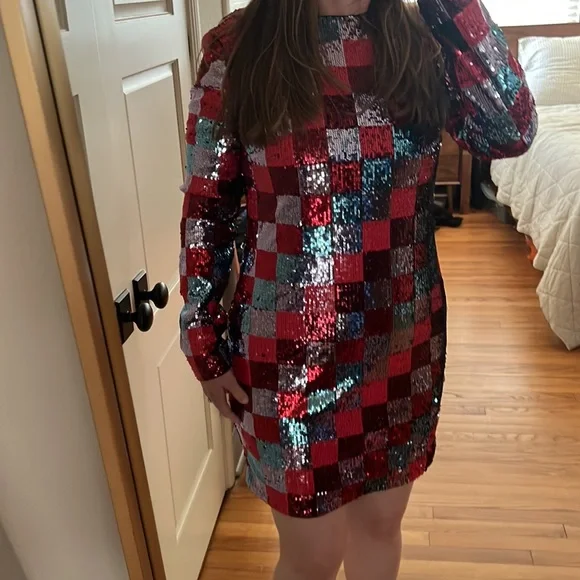 Escada Sport Deighty Checkered Sequin Dress Size 40 EU / Large USA - Picture 8 of 16